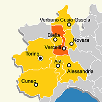 Mappa B&B Provincia di Vercelli